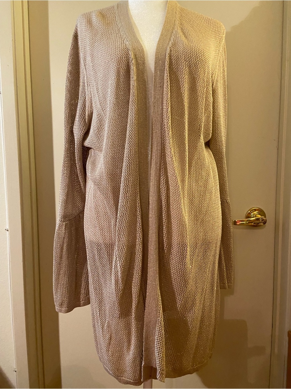 Calvin Klein Taupe Open-Front Knit Cardigan